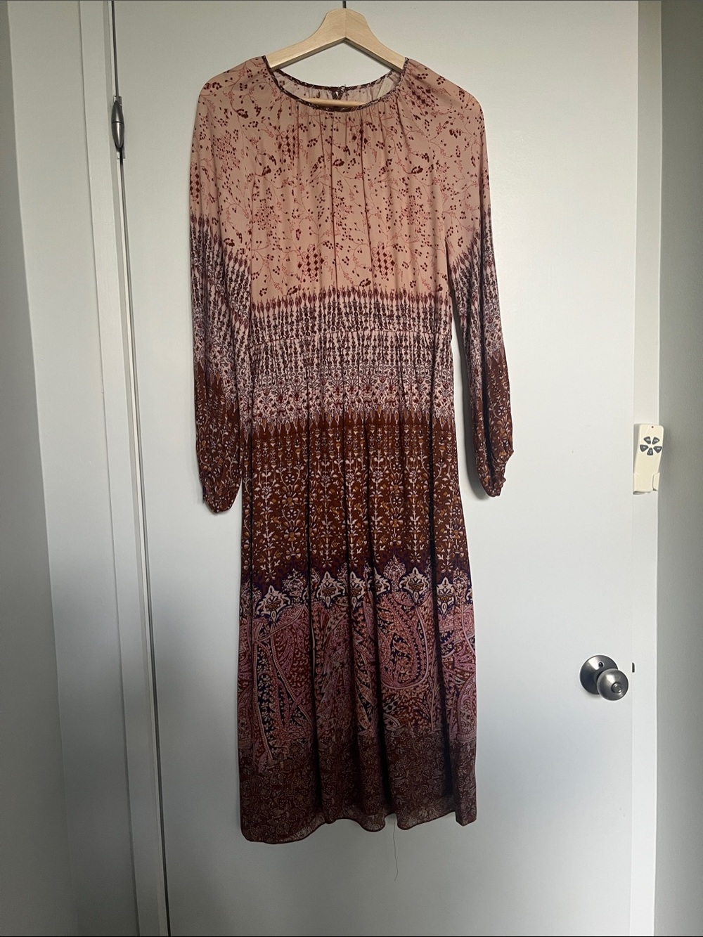 Vanessa Bruno Pink and Brown Paisley Maxi Dress